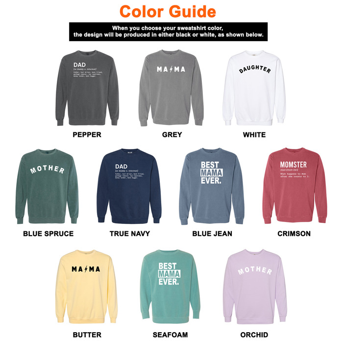 Family Sweatshirt Mom, Dad, Daughter, Mama, Mother, Father Gifts