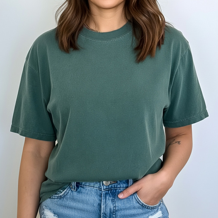 Garment-Dyed Heavyweight Plain Short Sleeve T-Shirt Unisex 1717 Blank Vintage washed Tees