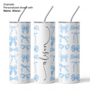  Personalized Ribbon Bows Design Tumbler - Blue