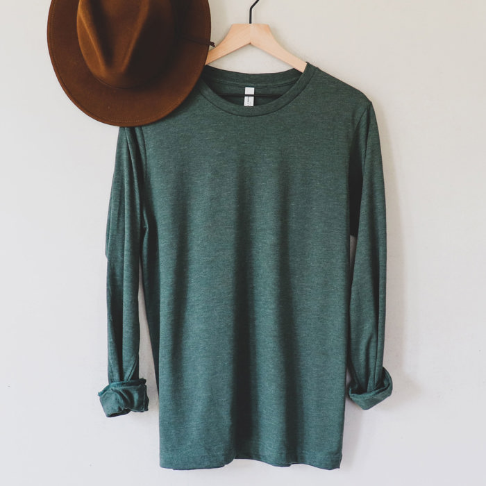 Bella Canvas 3501 CVC Long Sleeve T-Shirt | Unisex Plain Tee | Heather Colors S-2XL