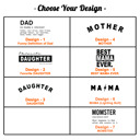  Family T-Shirts - Mom, Dad, Daughter, Mama, Favorite, Mother, Father, Gift, Love, Minimal, Simple, Best Gift