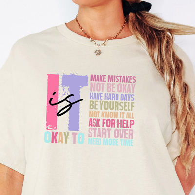 Retro It's Okay to Make Mistakes Cotton T-Shirt | Mental Health Motivation | Positive Affirmation Shirt | Self-Love Quote | Inspirational