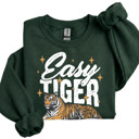  Easy Tiger Sweatshirt | Bold Tiger Illustration | Fun and Relaxed Style Motivational Quote | Trendy Retro Design