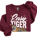  Easy Tiger Sweatshirt | Bold Tiger Illustration | Fun and Relaxed Style Motivational Quote | Trendy Retro Design