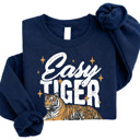  Easy Tiger Sweatshirt | Bold Tiger Illustration | Fun and Relaxed Style Motivational Quote | Trendy Retro Design