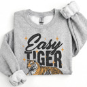 Easy Tiger Sweatshirt | Bold Tiger Illustration | Fun and Relaxed Style Motivational Quote | Trendy Retro Design