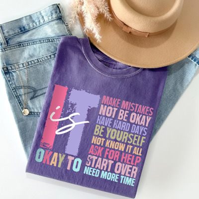 Retro It's Okay to Make Mistakes T-Shirt | Mental Health Motivation | Positive Affirmation Shirt | Self-Love Quote | Inspirational Gift