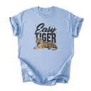 Easy Tiger Graphic Cotton T-Shirt | Bold Tiger Illustration | Fun and Relaxed Style | Motivational Quote Shirt | Gift | Trendy Retro Design