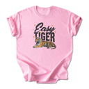  Easy Tiger Graphic Cotton T-Shirt | Bold Tiger Illustration | Fun and Relaxed Style | Motivational Quote Shirt | Gift | Trendy Retro Design