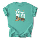 Small Saltwater Easy Tiger Graphic Cotton T-Shirt | Bold Tiger Illustration | Fun and Relaxed Style | Motivational Quote Shirt | Gift | Trendy Retro Design