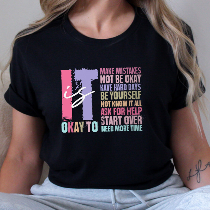 Retro It's Okay to Make Mistakes Cotton T-Shirt | Mental Health Motivation | Positive Affirmation Shirt | Self-Love Quote | Inspirational
