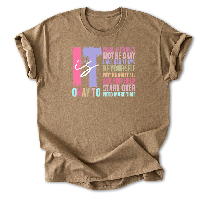 Retro It's Okay to Make Mistakes Cotton T-Shirt | Mental Health Motivation | Positive Affirmation Shirt | Self-Love Quote | Inspirational