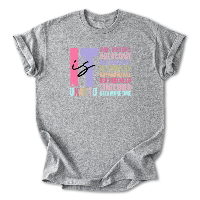Retro It's Okay to Make Mistakes Cotton T-Shirt | Mental Health Motivation | Positive Affirmation Shirt | Self-Love Quote | Inspirational