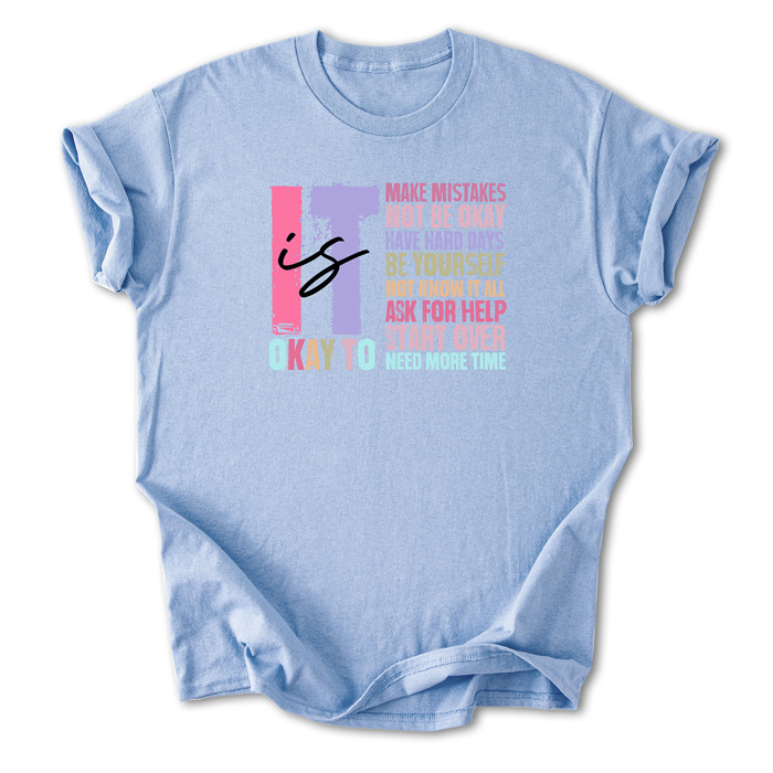 Retro It's Okay to Make Mistakes Cotton T-Shirt | Mental Health Motivation | Positive Affirmation Shirt | Self-Love Quote | Inspirational