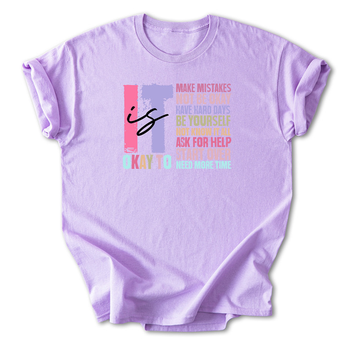 Retro It's Okay to Make Mistakes Cotton T-Shirt | Mental Health Motivation | Positive Affirmation Shirt | Self-Love Quote | Inspirational