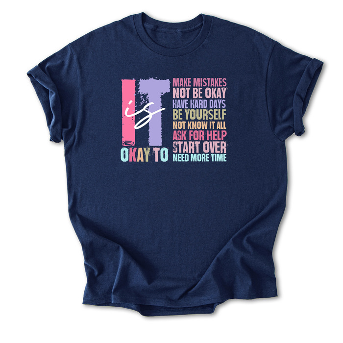 Retro It's Okay to Make Mistakes Cotton T-Shirt | Mental Health Motivation | Positive Affirmation Shirt | Self-Love Quote | Inspirational