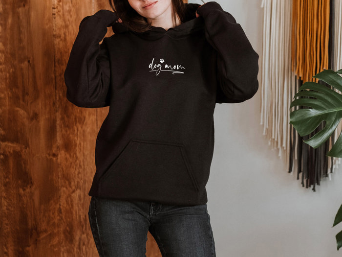 Dog Mom Small Letters Hoodie