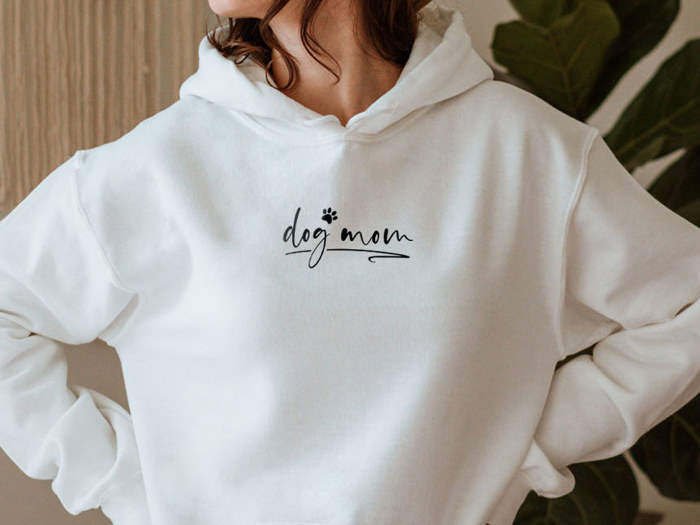 Dog Mom Small Letters Hoodie