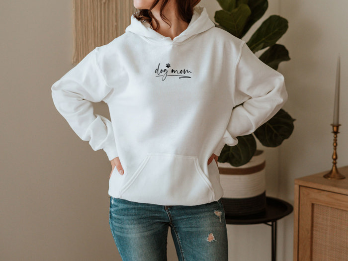 Dog Mom Small Letters Hoodie