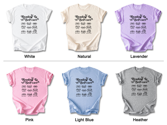 Reading is Self-Care Cotton T-Shirt | Inspirational Book Design | Escape Reality, Better Yourself  | Graphic Tee for Book Lovers
