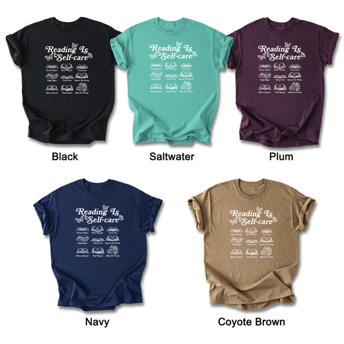 Reading is Self-Care Cotton T-Shirt | Inspirational Book Design | Escape Reality, Better Yourself  | Graphic Tee for Book Lovers