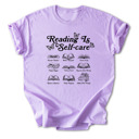 Small Lavender Reading is Self-Care Cotton T-Shirt | Inspirational Book Design | Escape Reality, Better Yourself  | Graphic Tee for Book Lovers
