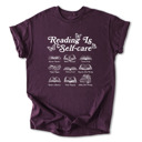 Small Plum Reading is Self-Care Cotton T-Shirt | Inspirational Book Design | Escape Reality, Better Yourself  | Graphic Tee for Book Lovers