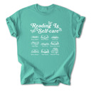 Small Saltwater Reading is Self-Care Cotton T-Shirt | Inspirational Book Design | Escape Reality, Better Yourself  | Graphic Tee for Book Lovers