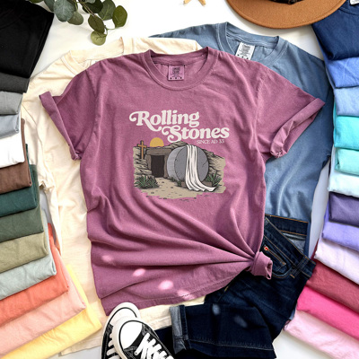 Rolling Stones Inspired T-shirt | Christian Resurrection Tomb Tee, He is Risen Easter Jesus | Perfect Gift for Faithful | Christian Apparel