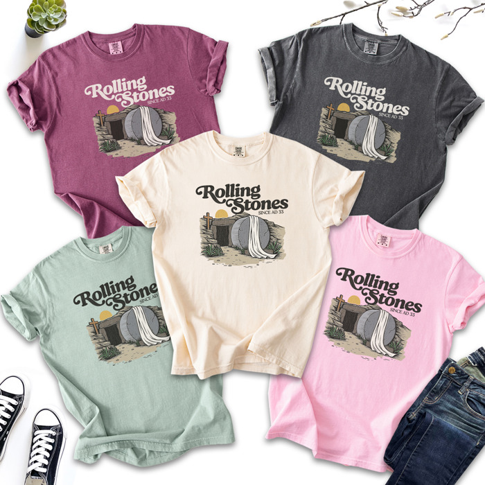 Rolling Stones Inspired T-shirt | Christian Resurrection Tomb Tee, He is Risen Easter Jesus | Perfect Gift for Faithful | Christian Apparel