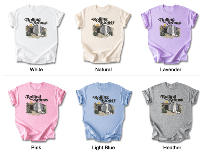 Rolling Stones Inspired Cotton T-shirt | Christian Resurrection Tomb Tee, He is Risen Easter Jesus | Faithful | Christian Apparel