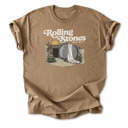 Small Coyote Brown Rolling Stones Inspired Cotton T-shirt | Christian Resurrection Tomb Tee, He is Risen Easter Jesus | Faithful | Christian Apparel