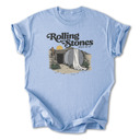 Small Light Blue Rolling Stones Inspired Cotton T-shirt | Christian Resurrection Tomb Tee, He is Risen Easter Jesus | Faithful | Christian Apparel