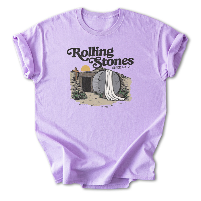 Rolling Stones Inspired Cotton T-shirt | Christian Resurrection Tomb Tee, He is Risen Easter Jesus | Faithful | Christian Apparel