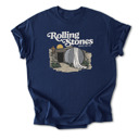Small Navy Rolling Stones Inspired Cotton T-shirt | Christian Resurrection Tomb Tee, He is Risen Easter Jesus | Faithful | Christian Apparel