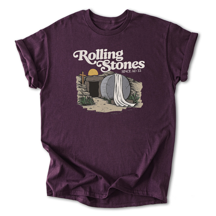 Rolling Stones Inspired Cotton T-shirt | Christian Resurrection Tomb Tee, He is Risen Easter Jesus | Faithful | Christian Apparel