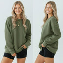 Small Military Green Unisex Crewneck Sweatshirt | Cozy Fleece Pullover | Plain Blank Sweatshirt in 10 Colors S-2XL