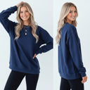 Small Navy Unisex Crewneck Sweatshirt | Cozy Fleece Pullover | Plain Blank Sweatshirt in 10 Colors S-2XL