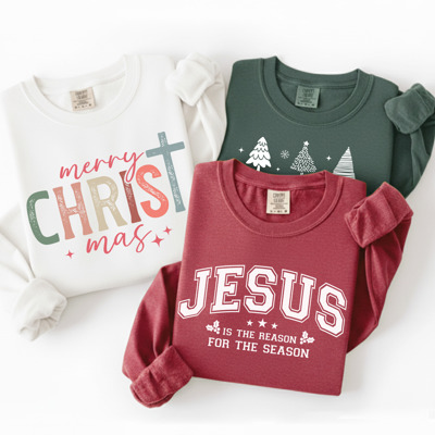 Christian Christmas Sweatshirt Comfort Colors 1566 | Cozy Faith Sweatshirt Gift | Jesus Crewneck Holiday Outfit