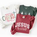  Christian Christmas Sweatshirt Comfort Colors 1566 | Cozy Faith Sweatshirt Gift | Jesus Crewneck Holiday Outfit