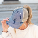 Denim CC Spring Motif Jacquard Denim Pony Cap
