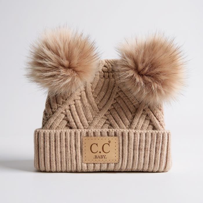 C.C® Baby Beanie Pom Criss-Cross Hats by Truly Contagious