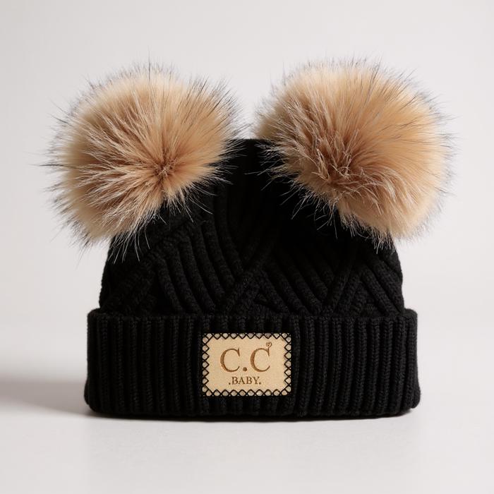 C.C® Baby Beanie Pom Criss-Cross Hats by Truly Contagious