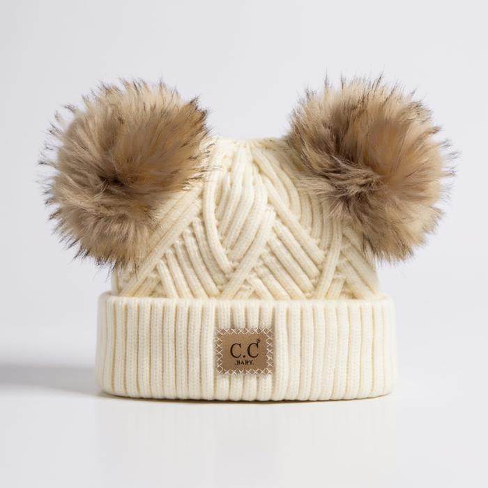 C.C® Baby Beanie Pom Criss-Cross Hats by Truly Contagious