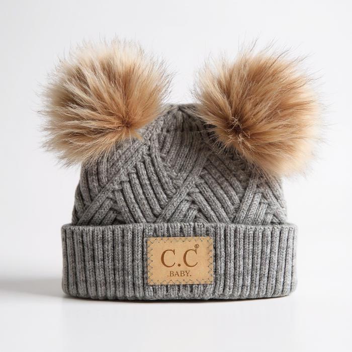 C.C® Baby Beanie Pom Criss-Cross Hats by Truly Contagious