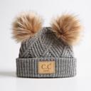 Light Grey | Newborn - 12 Month C.C® Baby Beanie Pom Criss-Cross Hats by Truly Contagious