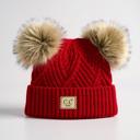 Red | Newborn - 12 Month C.C® Baby Beanie Pom Criss-Cross Hats by Truly Contagious