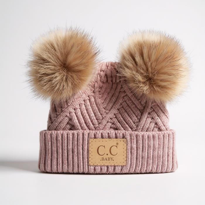 C.C® Baby Beanie Pom Criss-Cross Hats by Truly Contagious