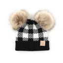 Black/White | Newborn - 12 Month C.C® Beanie Baby & Kids Buffalo Plaid Double Pom Hats by Truly Contagious