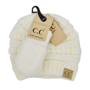 Ivory - Newborn - 12 Months C.C® Baby Unisex Beanie and Mitten Set by Truly Contagious